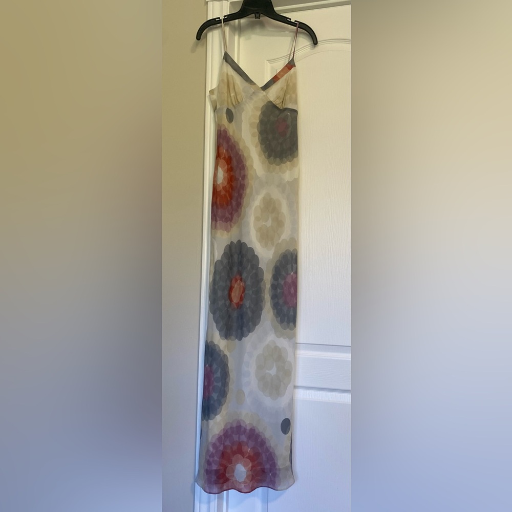 Club Monaco cream silk watercolour strap gown 4